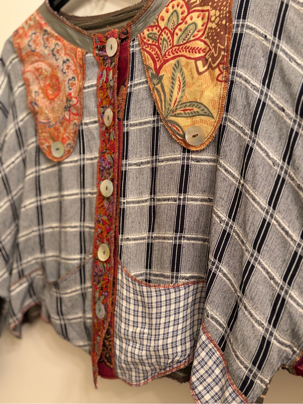 Nothing Matches | Patchwork Button Top- Multicolor - Picture 5 of 10